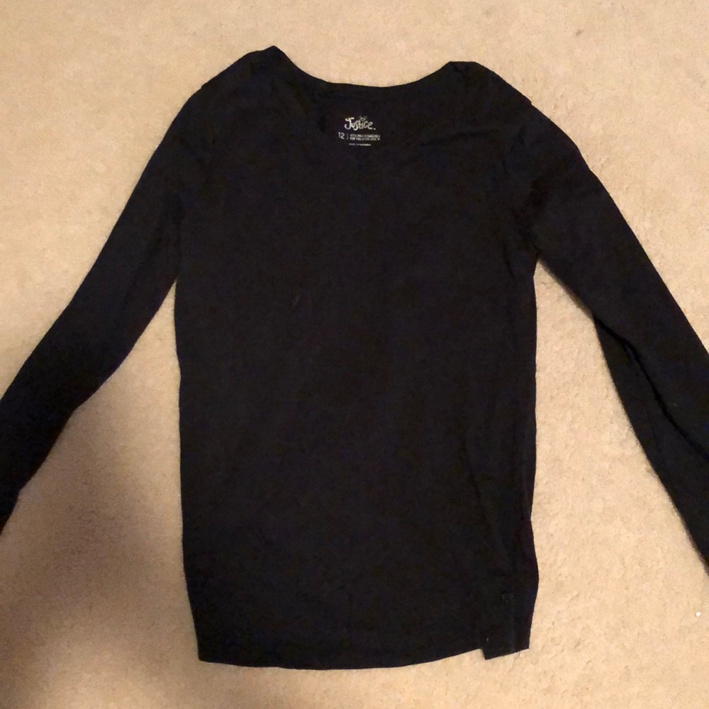 justice girls black longsleeve v neck